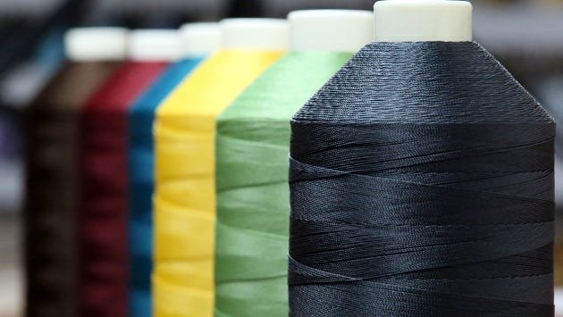 Bonded Nylon and Bonded Polyester are popular upholstery threads