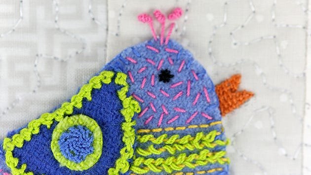 Closeup image showing the different types of stitches