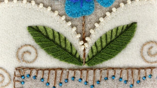 Wool applique leaf